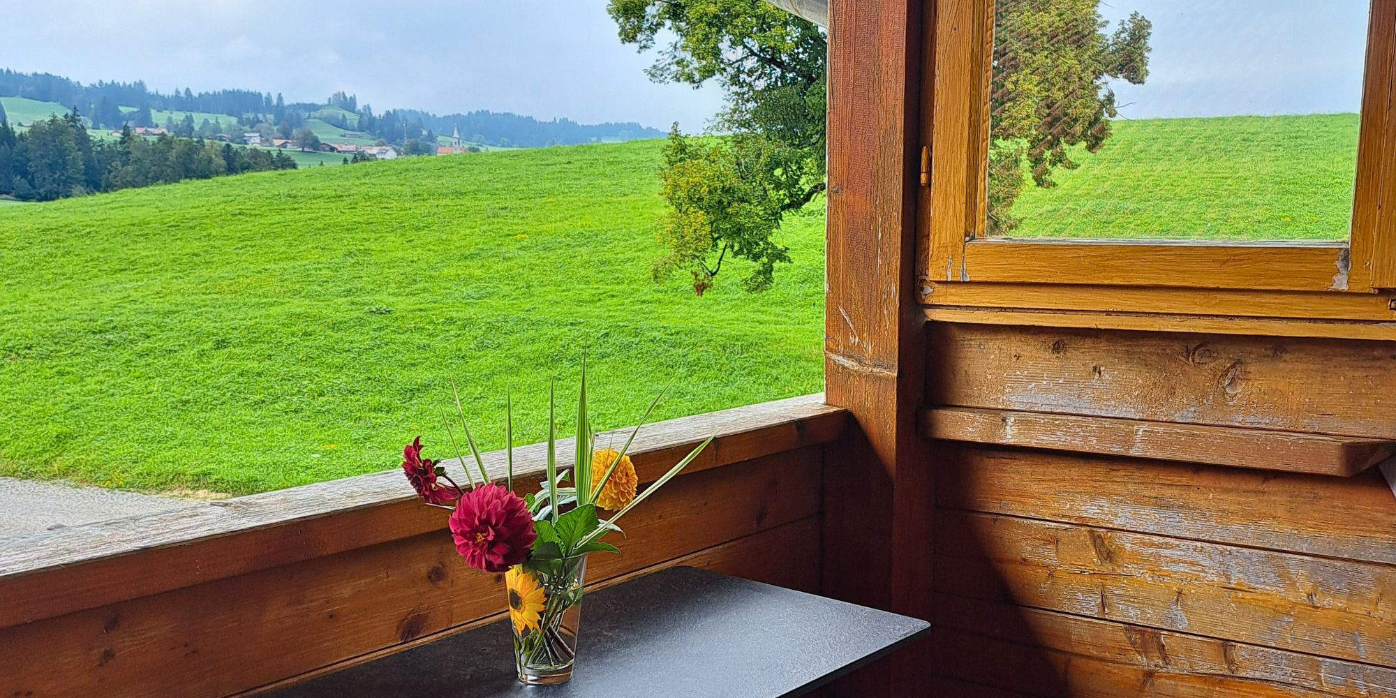 Balkon der Ferienwohnung Waldblick mit Blick ins Grüne – ruhiger Rückzugsort mit Naturausblick im Allgäu